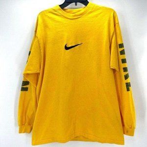 Nike Rare Vintage 90s Sample Logo T Shirt Yellow Mens Large